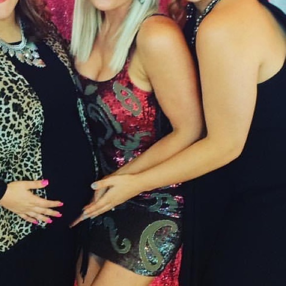 needles and thread red gloss lace mini dress - Picture 3 of 3